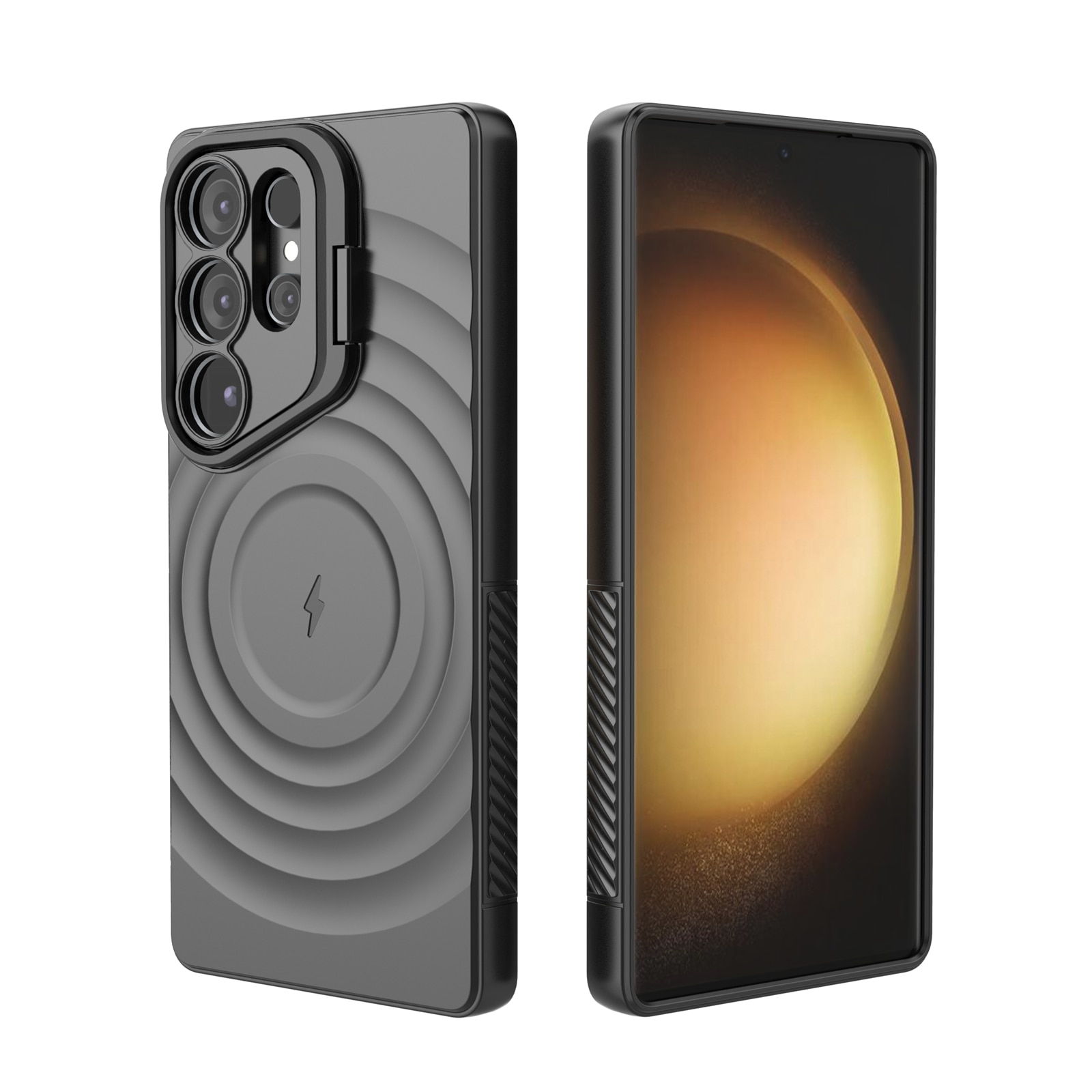 Husa compatibila cu Samsung Galaxy S25 Ultra, pentru telefon mobil cu protectie pentru camera, Tehnologie MagSafe, Negru