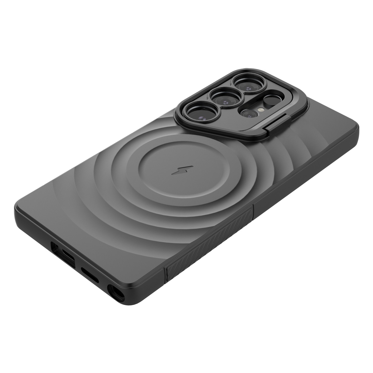 Husa compatibila cu Samsung Galaxy S25 Ultra, pentru telefon mobil cu protectie pentru camera, Tehnologie MagSafe, Negru