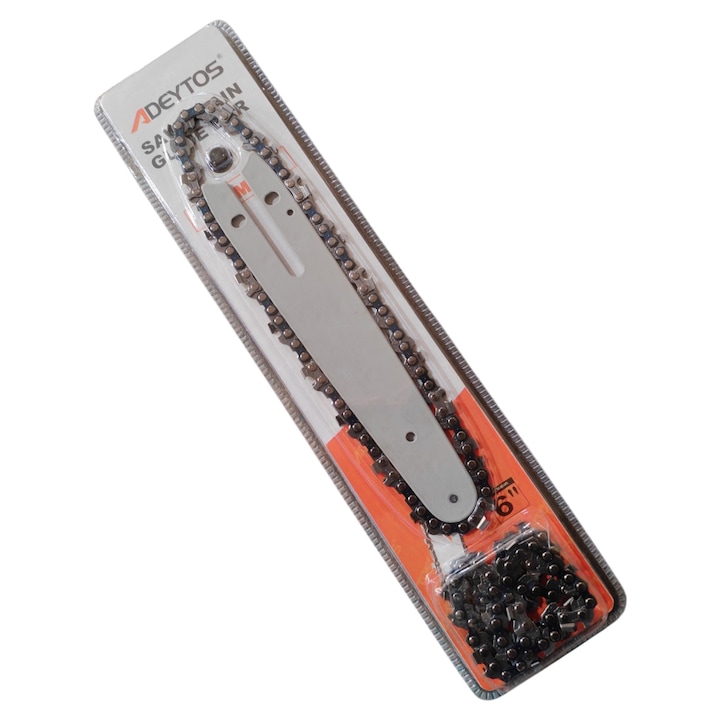 Set lama cu 2 lanturi pentru mini fierastrau Universal, cu acumulatori (baterii), 6 inch, pas mic lant 1/4, deytos, Campion