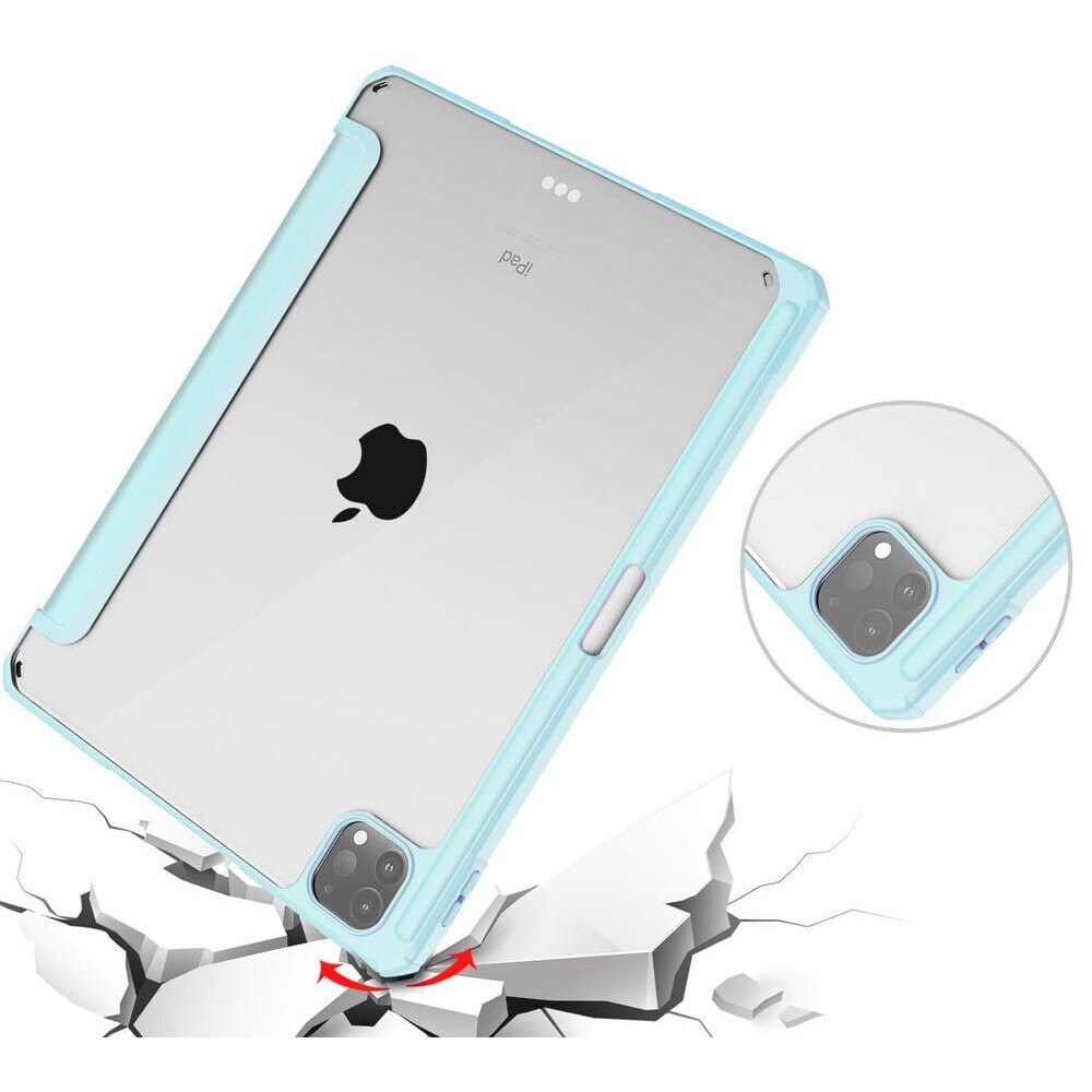 Husa tableta pentru iPad Pro 12,9", magnetica, cu suport pentru stylus, albastra, 5 in 1