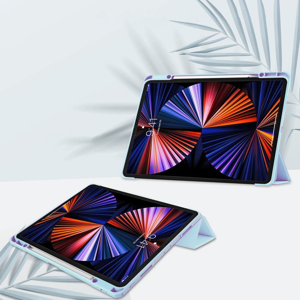 Husa tableta pentru iPad Pro 12,9", magnetica, cu suport pentru stylus, albastra, 5 in 1