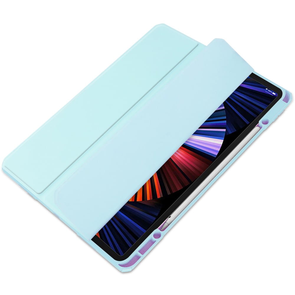 Husa tableta pentru iPad Pro 12,9", magnetica, cu suport pentru stylus, albastra, 5 in 1