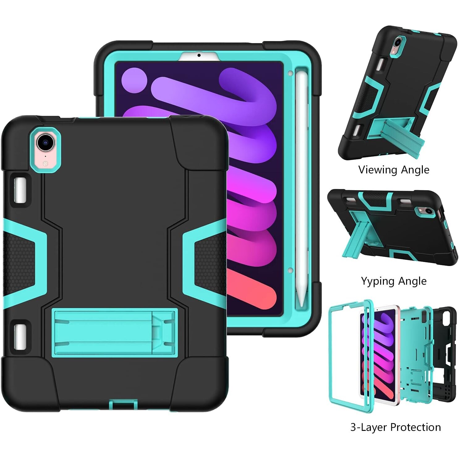 Etui pentru iPad Mini 6 8,3", pancerna, cu suport si loc pentru rysik, negru