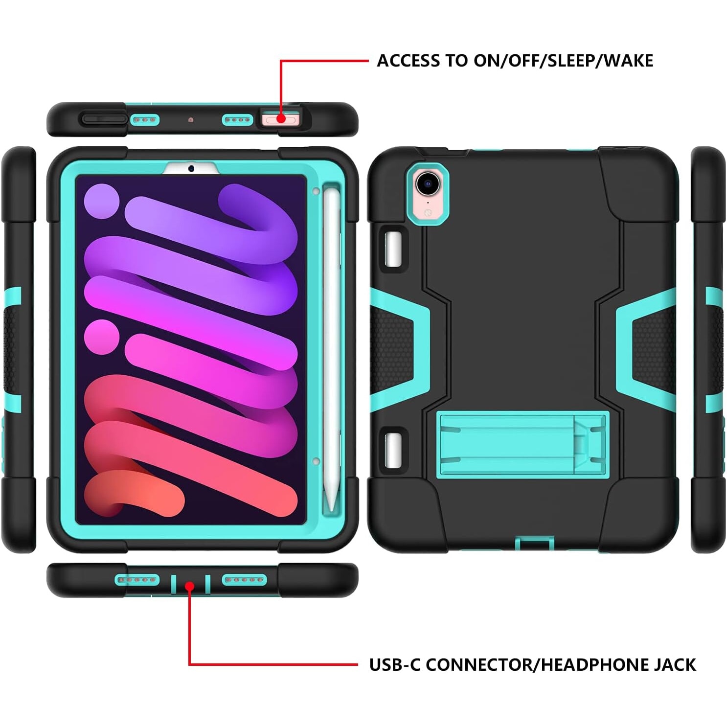 Etui pentru iPad Mini 6 8,3", pancerna, cu suport si loc pentru rysik, negru