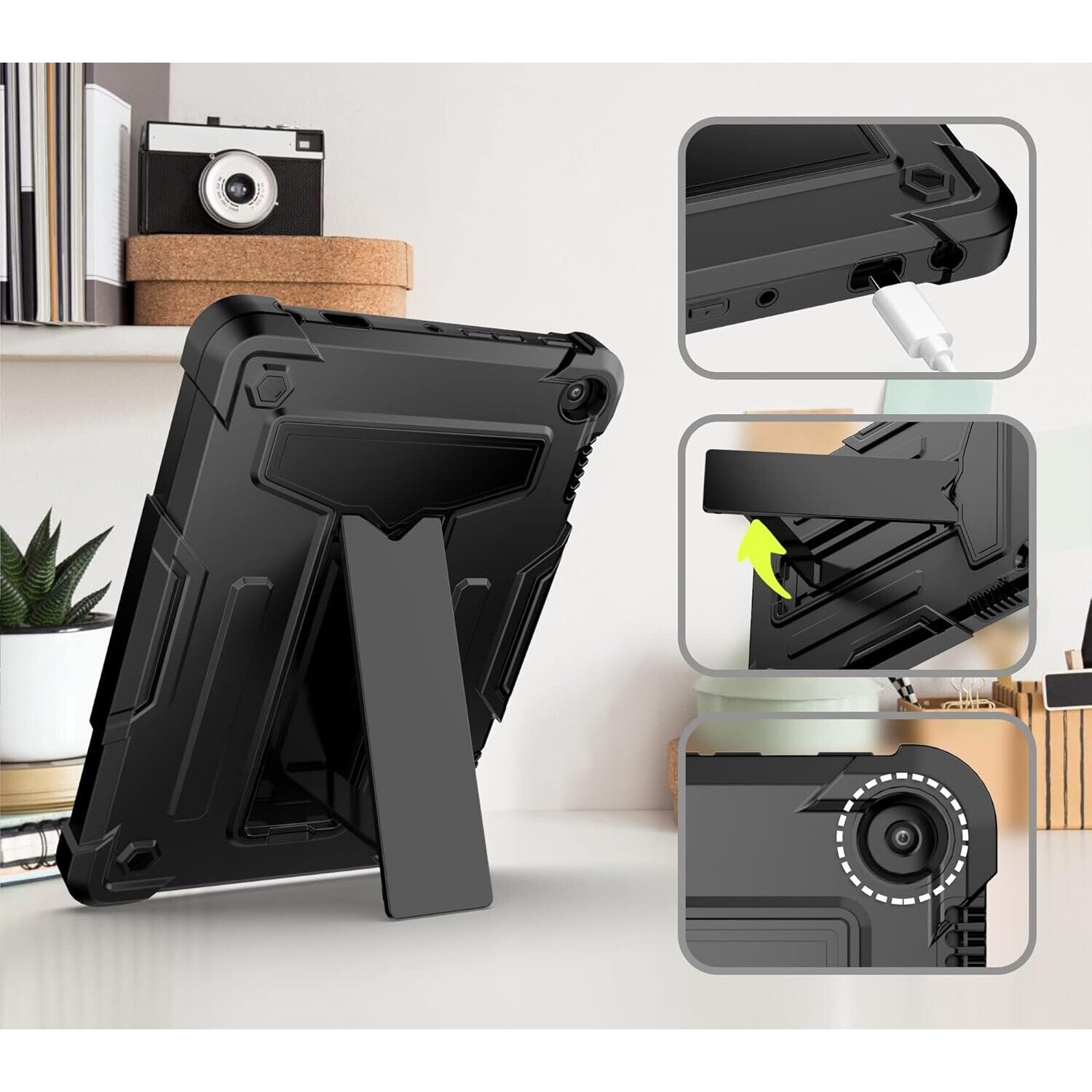 Husa pentru Amazon Fire 7” a 12-a generatie blindata cu suport negru