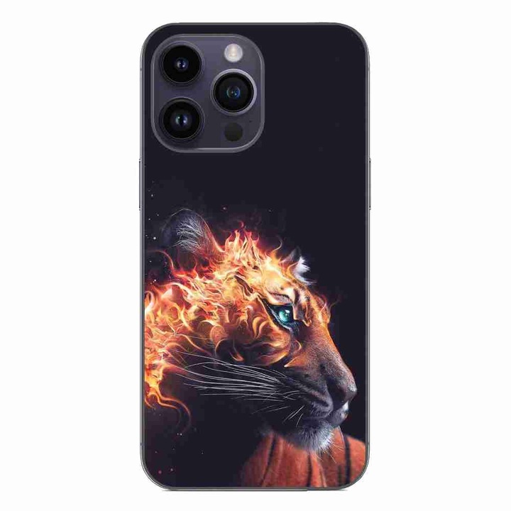 Кейс, съвместим с Apple iPhone 15 Pro Max Silicon Gel Tpu Модел Flameborn Tiger