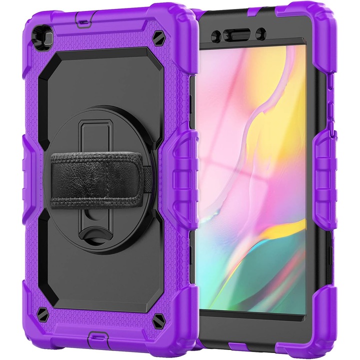 Husa tableta, 8,7", violet, cu suport si curea de umar