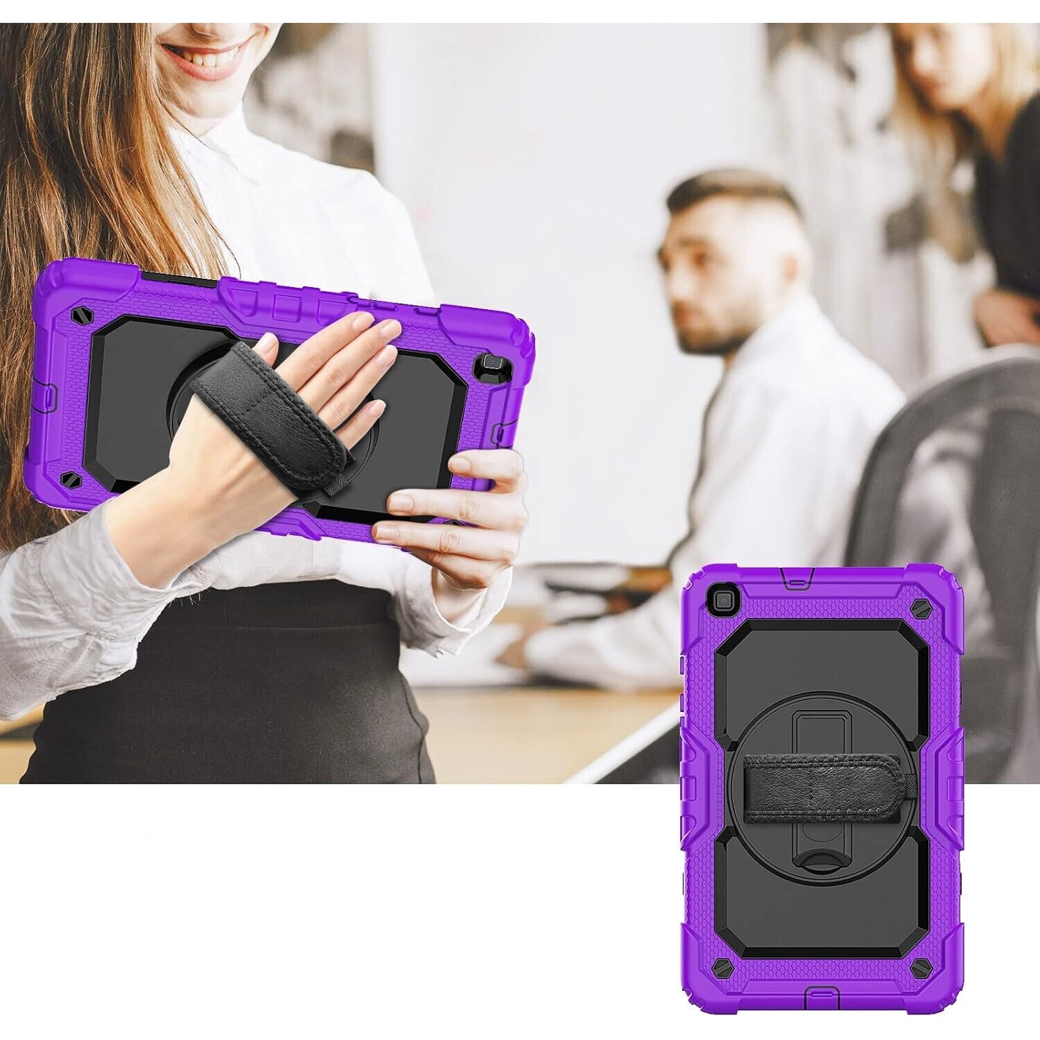 Husa tableta, 8,7", violet, cu suport si curea de umar