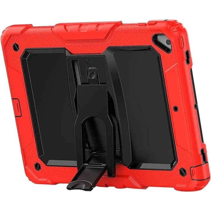 Калъф за таблет iPad Air 2 9.7", червен, със стойка и регулируема презрамка, тройна конструкция