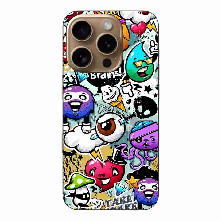 Калъф, съвместим с Apple iPhone 16 Pro Silicone Gel Tpu Pattern Pop Art Graffiti