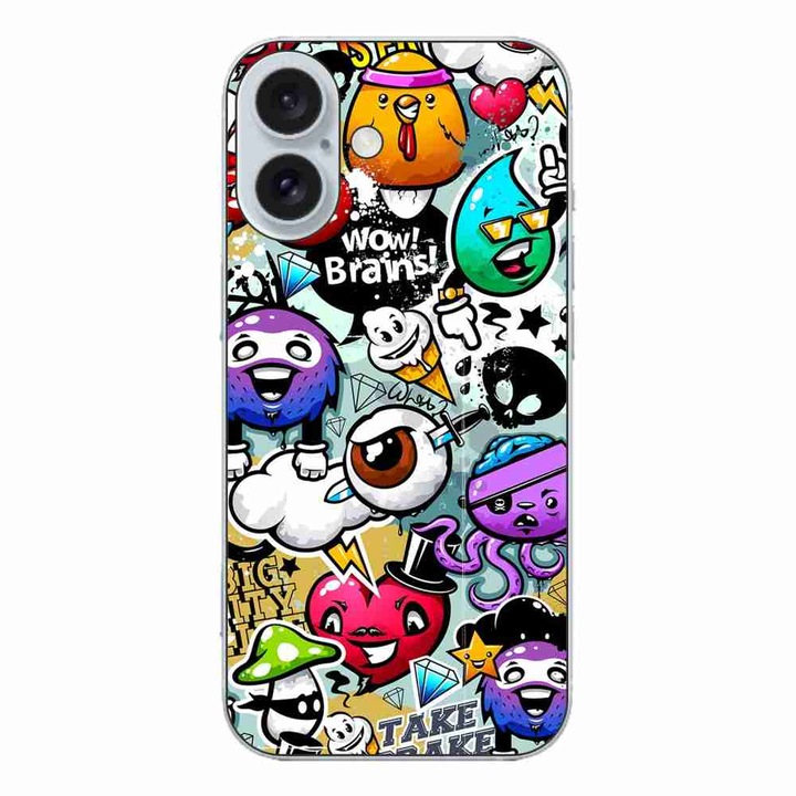 A tok kompatibilis az Apple iPhone 16 Silicone Gel Tpu Pattern Pop Art Graffitivel