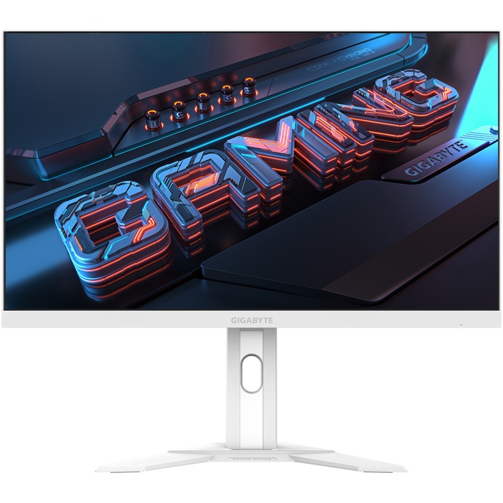 Монитор GIGABYTE M27QA ICE, Геймърски, 27 инча, IPS, QHD, 2560 x 1440, DisplayPort, HDMI, KVM, Високоговорители, 180 Hz, 1 ms, Бял