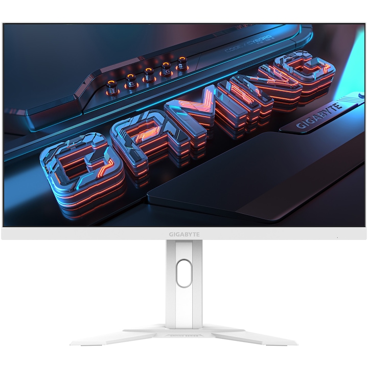 Монитор GIGABYTE M27QA ICE, Геймърски, 27 инча, IPS, QHD, 2560 x 1440, DisplayPort, HDMI, KVM, Високоговорители, 180 Hz, 1 ms, Бял