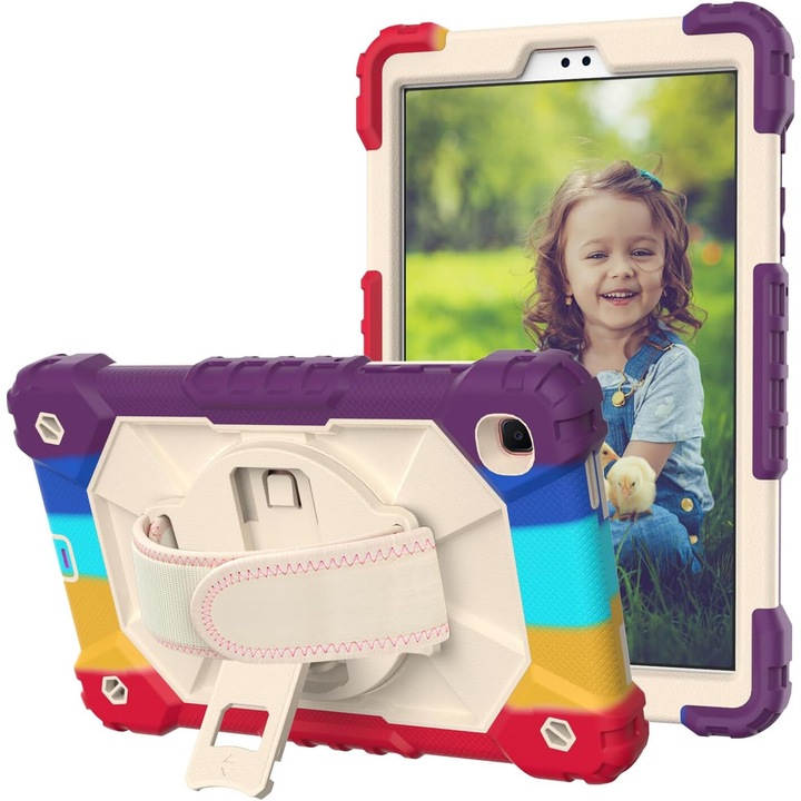 Husa tableta cu suport si curea, pentru Samsung Galaxy Tab A7 Lite 8,7", multicolor, 3 straturi