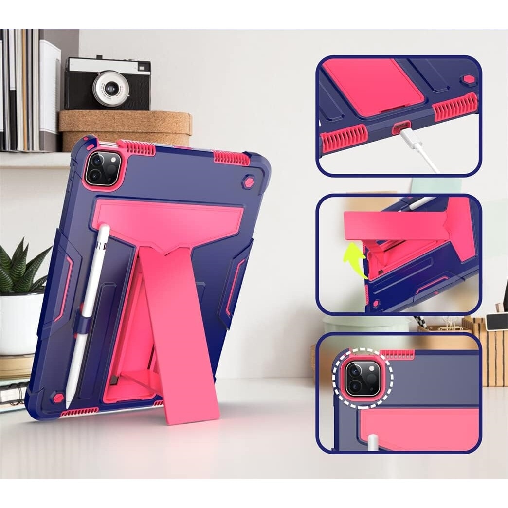 Husa tableta Pancerna cu suport pentru iPad Pro 11", roz/violet