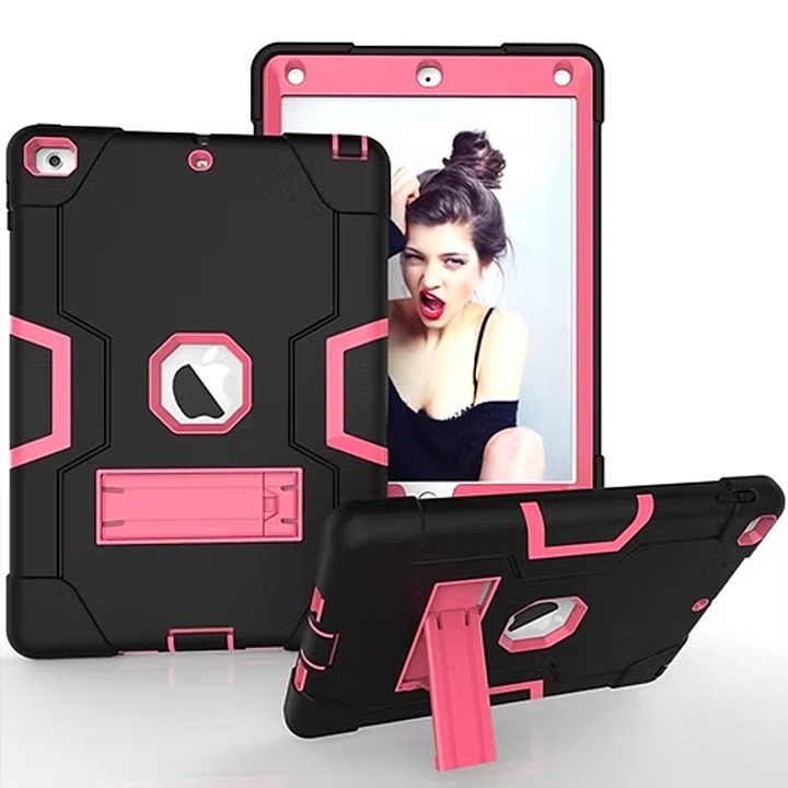 Husa tableta cu suport pentru iPad 10.2", roz, 3 piese