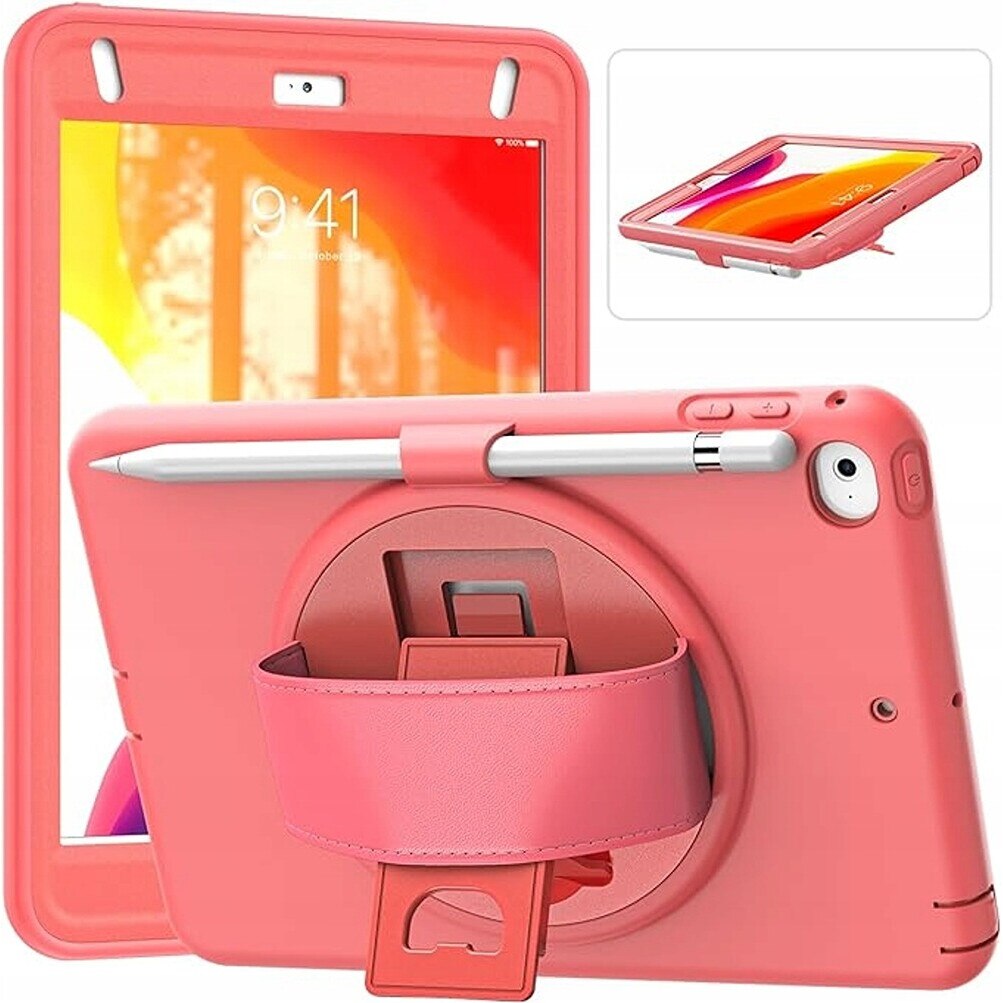 Husa pentru iPad Mini 5/Mini 4 7.9", roz, cu suport rotativ si loc pentru stylus