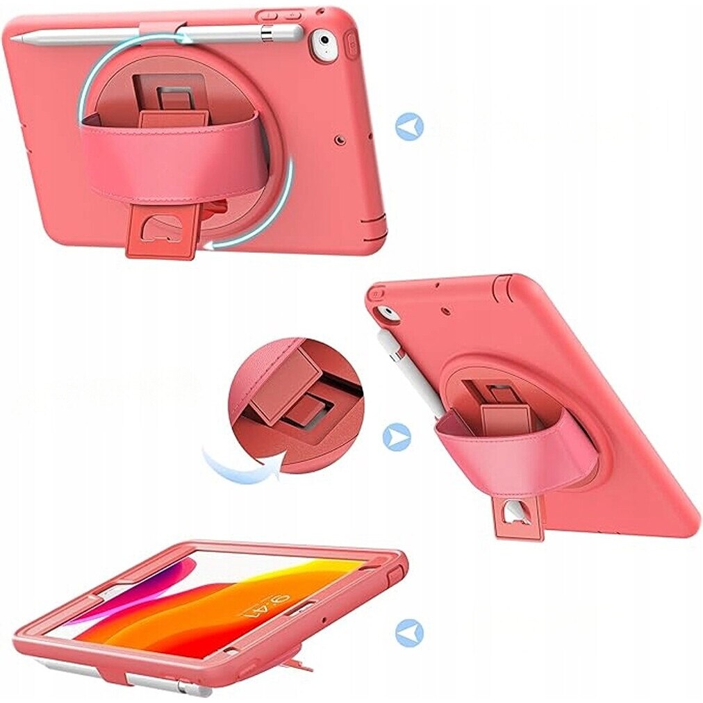 Husa pentru iPad Mini 5/Mini 4 7.9", roz, cu suport rotativ si loc pentru stylus