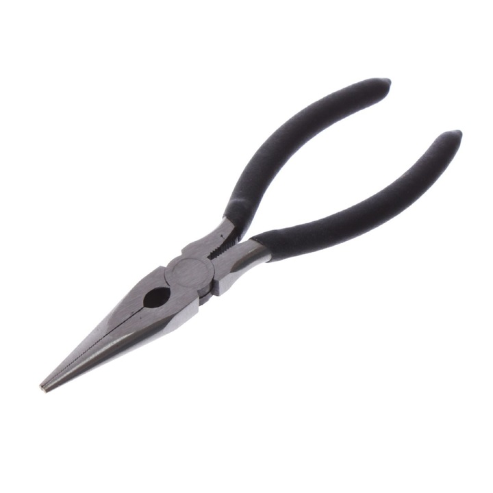 Egyenes fogó, hosszúkás hegy, 160 mm, műanyag nyél