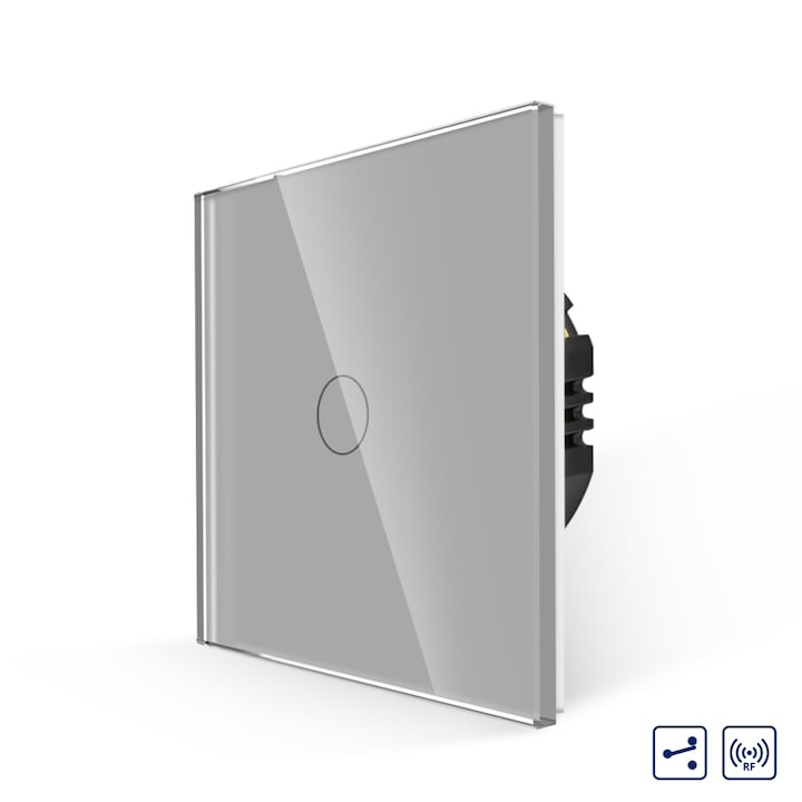 Intrerupator Simplu Cap Scara / Cruce RF433 cu Touch din Sticla LUXION