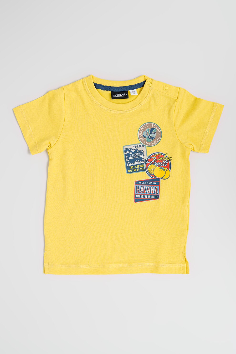 Sarabanda, Tricou cu decolteu la baza gatului si imprimeu, Galben, 122 CM