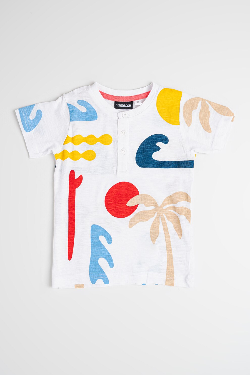 Sarabanda, Tricou cu model grafic, Rosu, Alb, 128 CM