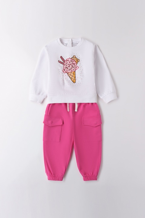 Sarabanda, Mintás ruházati szett - 2 részes, Fehér/Fukszia