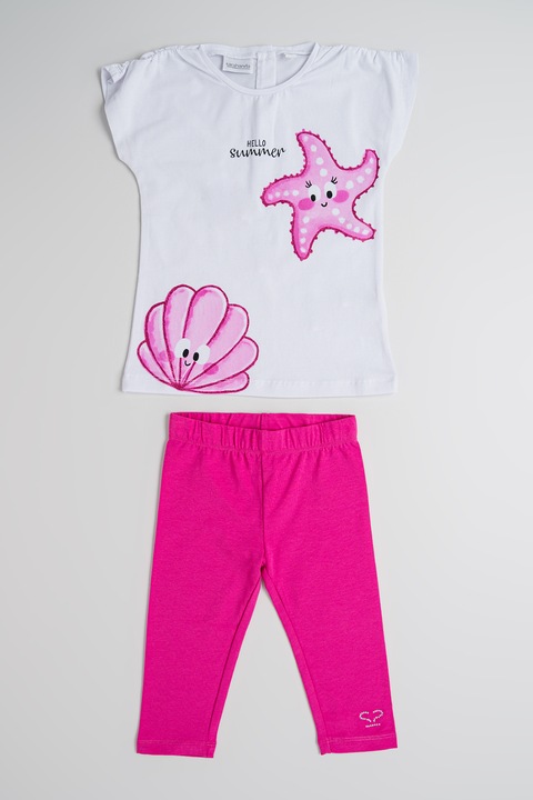 Sarabanda, Mintás póló és leggings szett - 2 részes, Fehér/Fukszia