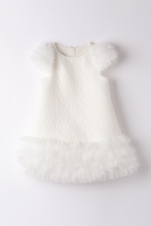 Sarabanda, Fodros texturált ruha, Törtfehér, 128 CM