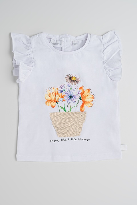 Sarabanda, Virágmintás póló, Fehér/Narancssárga/Világoslila