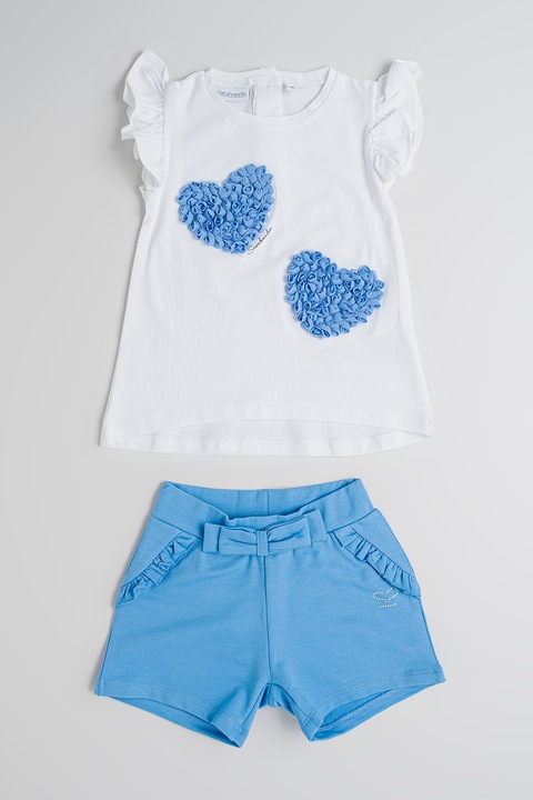 Sarabanda, Pamuttartalmú póló és rövidnadrág szett - 2 részes, Fehér/Púderkék