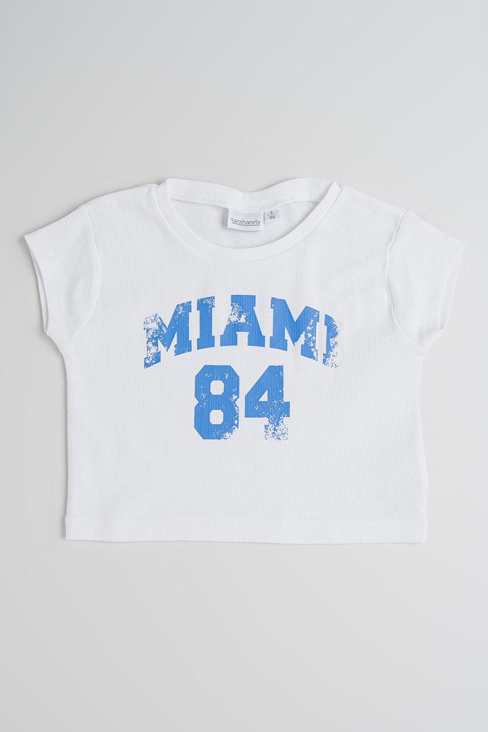 Sarabanda, Tricou cu imprimeu text, Alb, Albastru, 140 CM