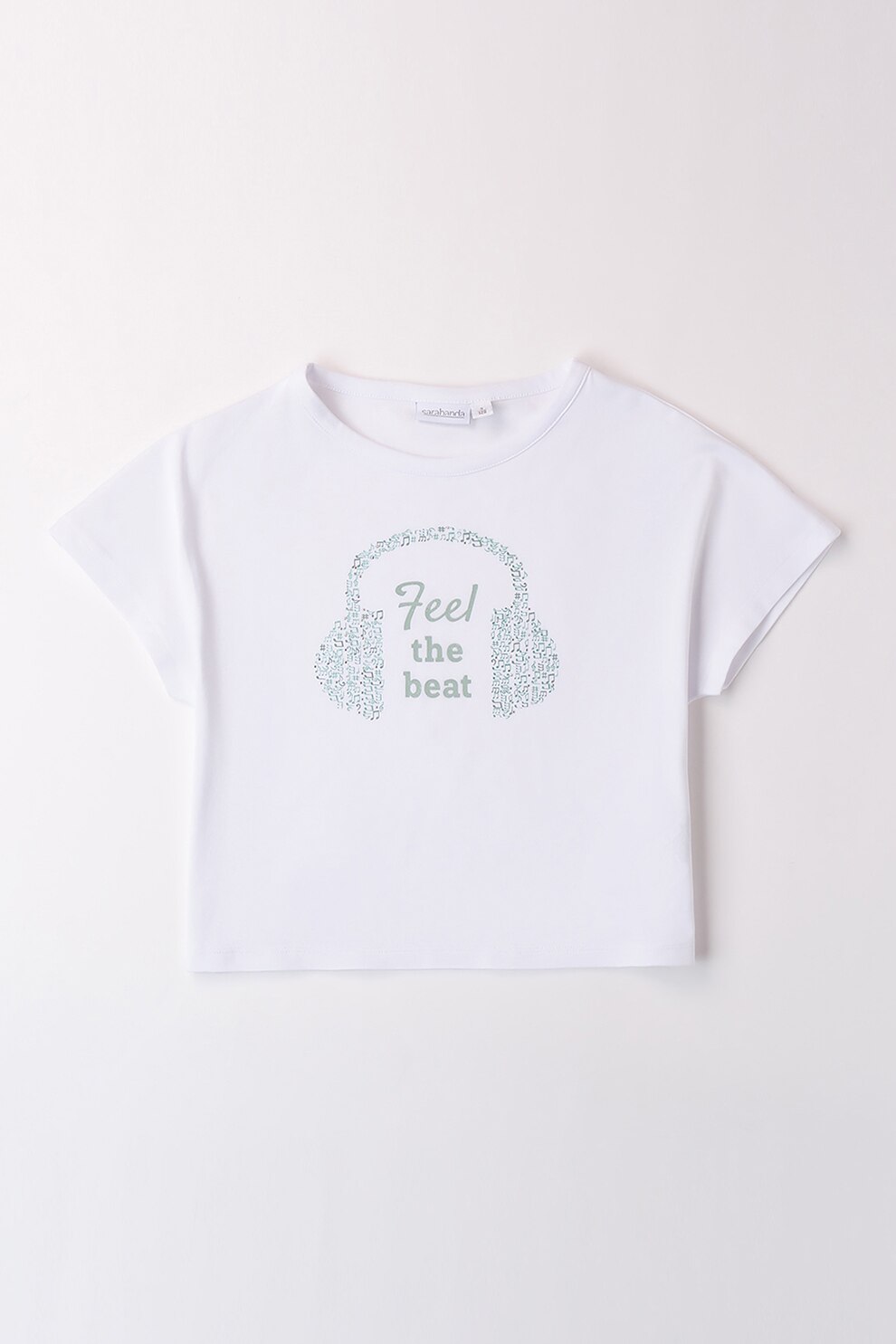 Sarabanda, Tricou cu imprimeu, Alb, Verde pal, 152 CM