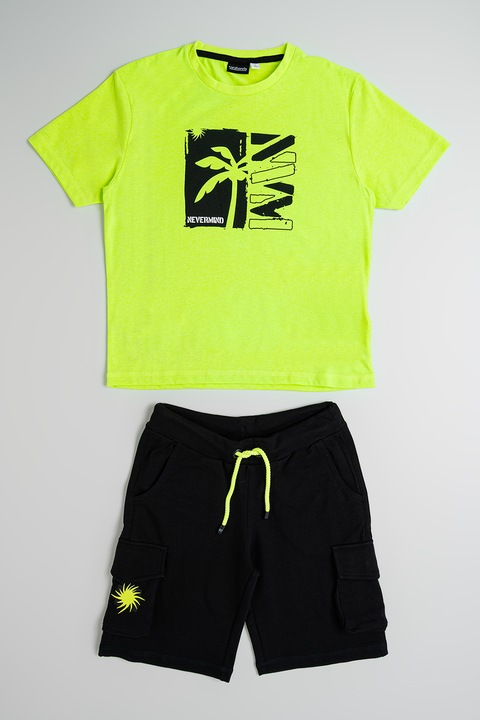 Sarabanda, Mintás póló és rövidnadrág szett - 2 részes, Fekete/Élénkzöld