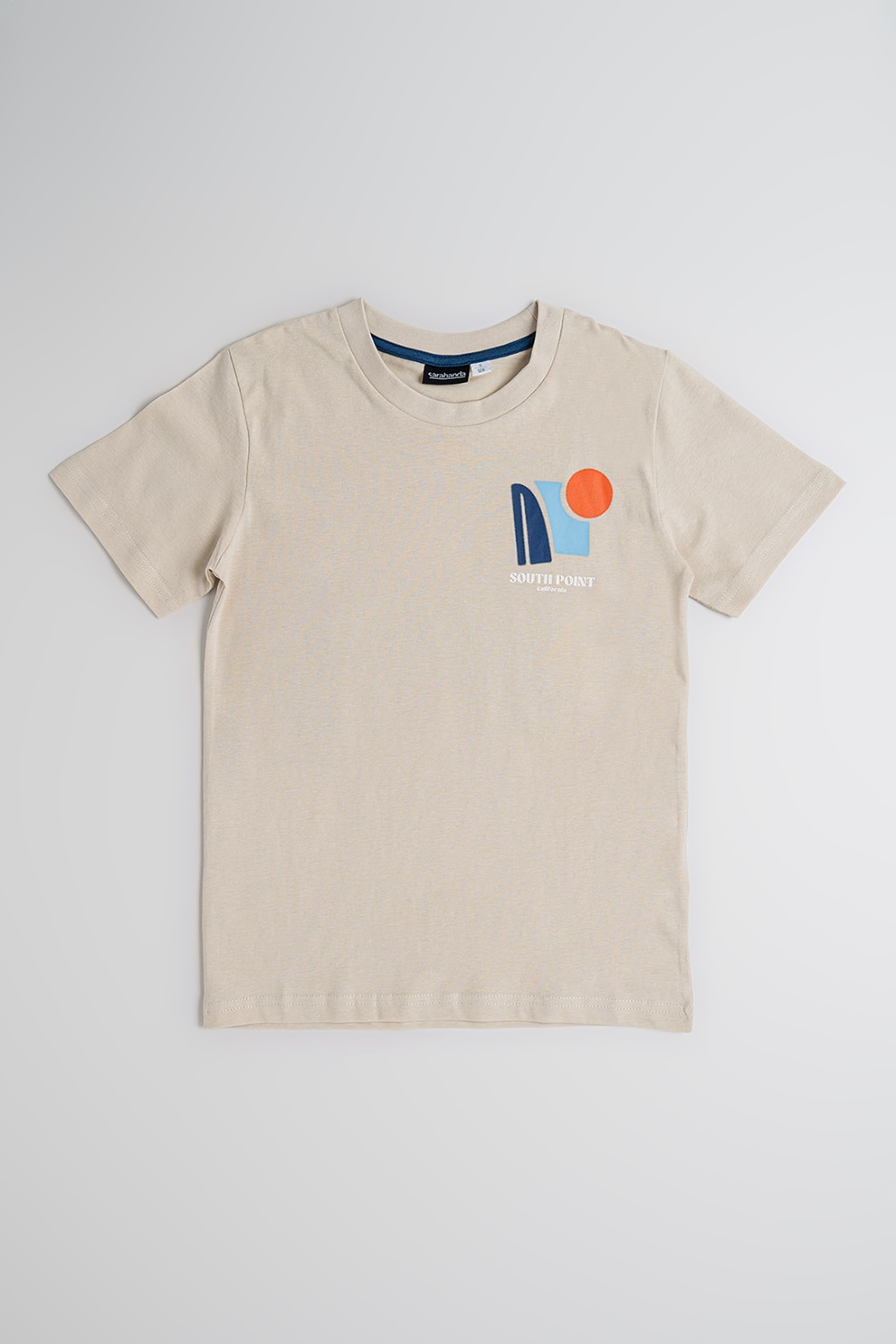 Sarabanda, Tricou din bumbac cu imprimeu discret, Rosu, Grej, Albastru, 164 CM