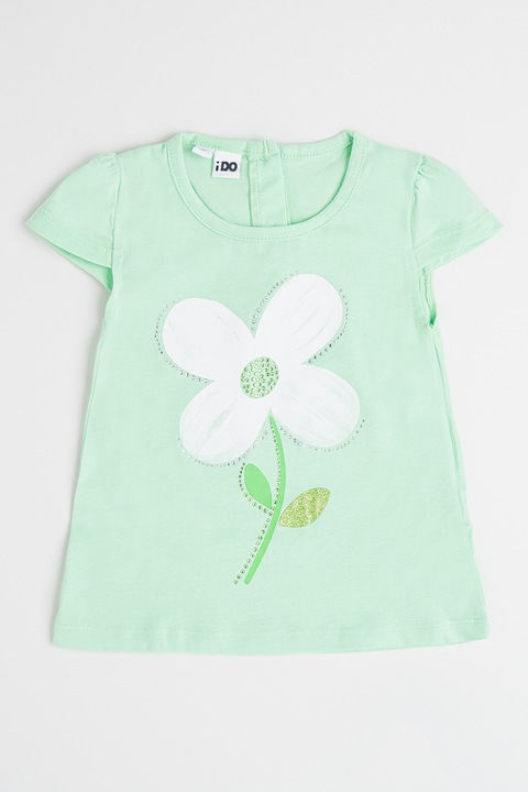 IDO, A-vonalú virágmintás póló, Mentazöld