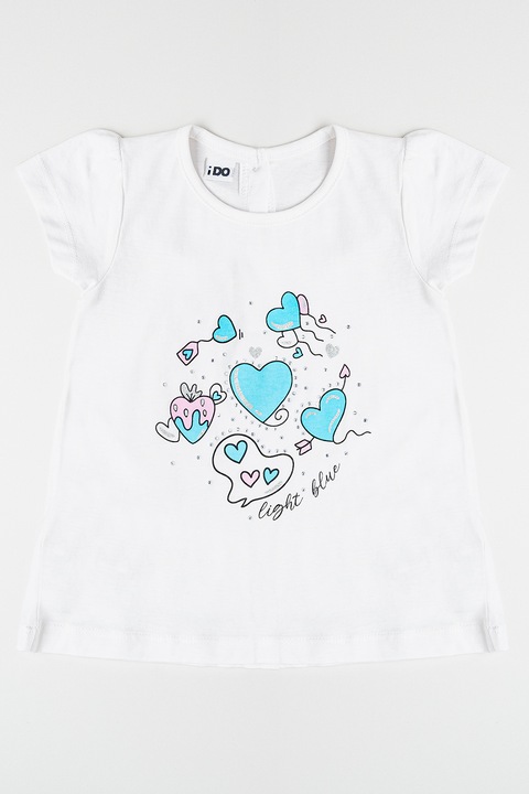 IDO, A-vonalú mintás pamutpóló, Fehér