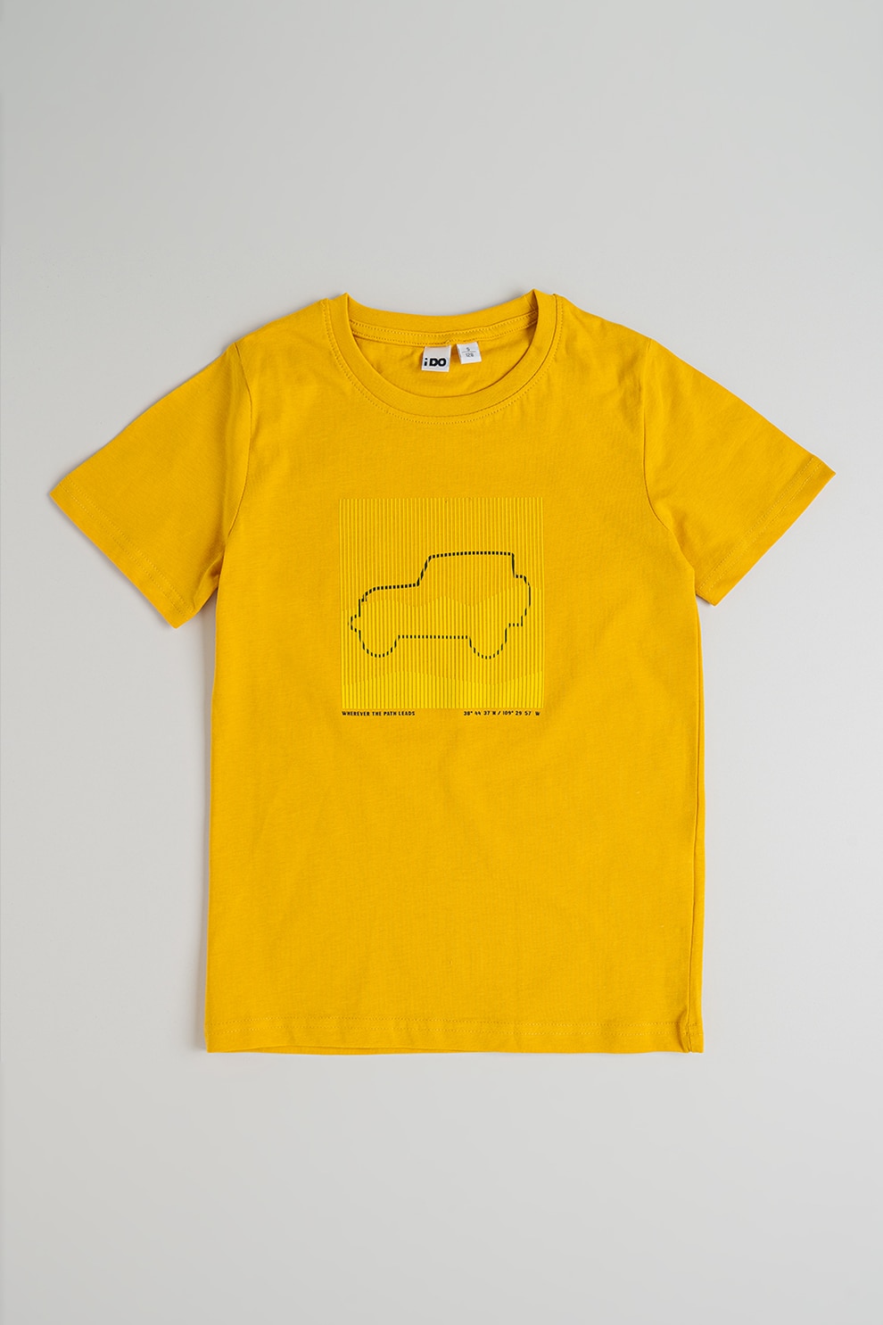 IDO, Tricou din bumbac cu imprimeu, Galben mustar, 152 CM
