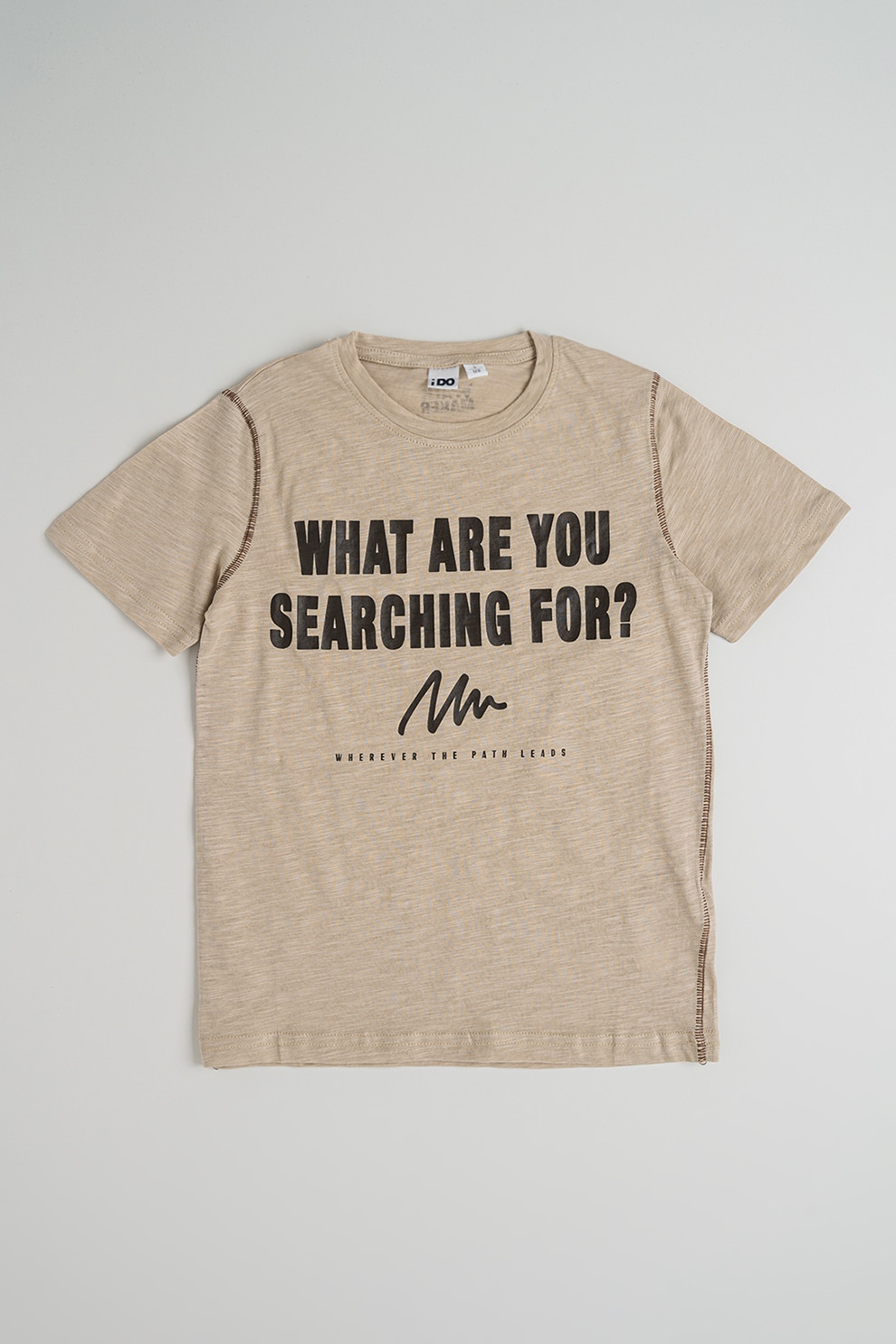 IDO, Tricou cu imprimeu text, Kaki, 140 CM