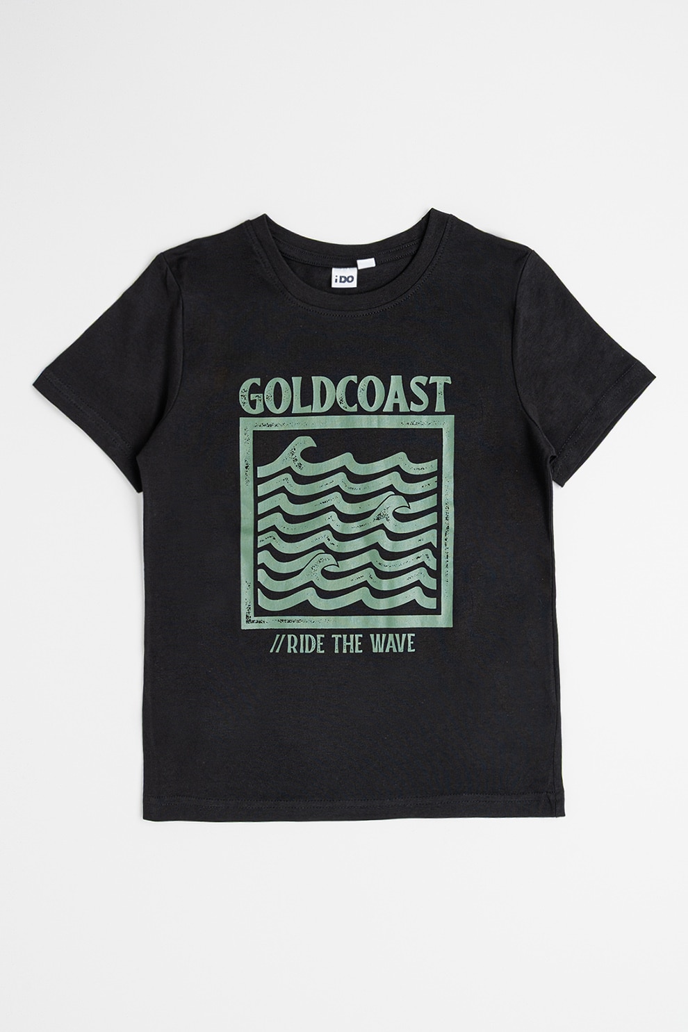 IDO, Tricou cu imprimeu grafic, Negru, verde militar prafuit, 152 CM