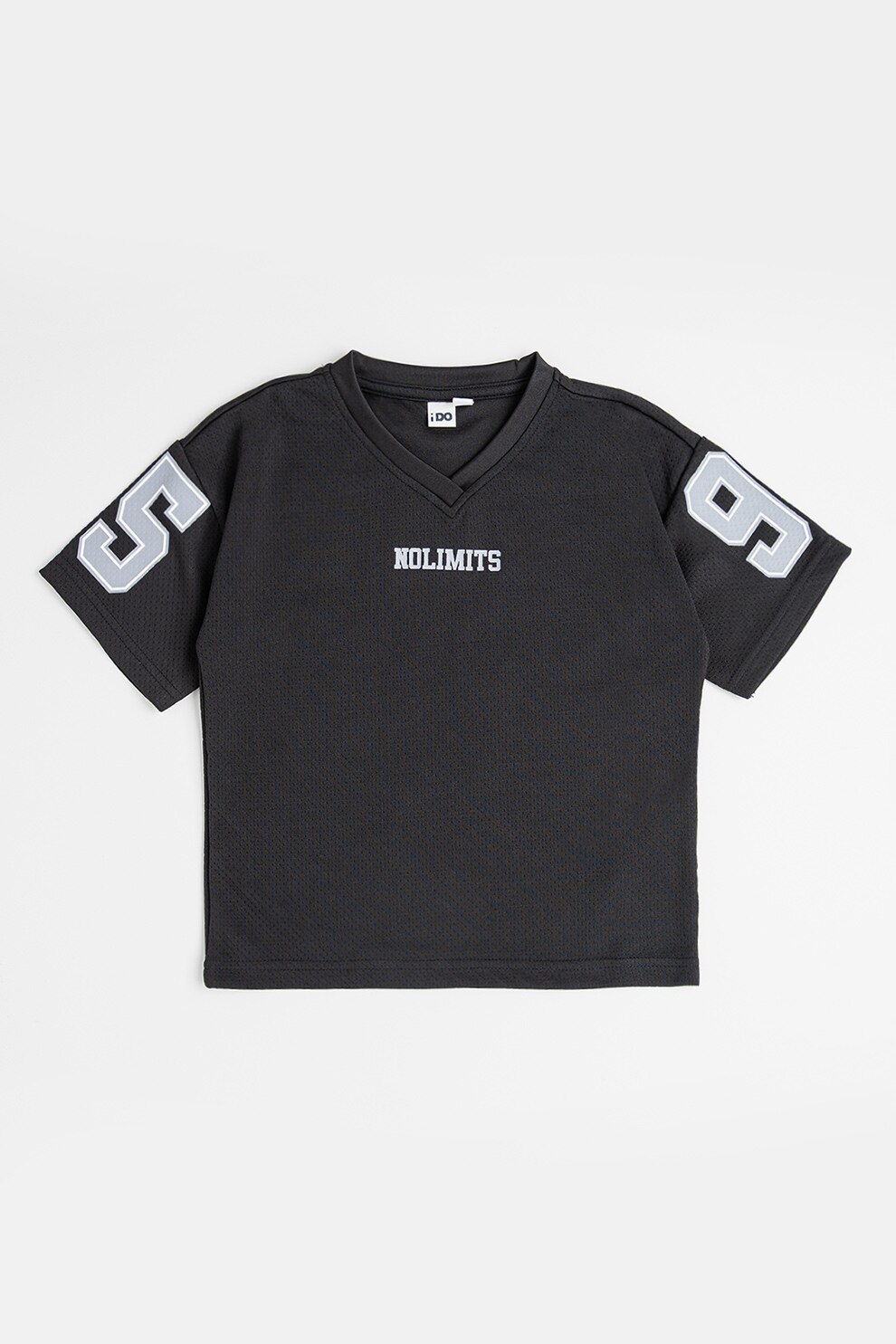 IDO, Tricou cu imprimeu text, Negru, Gri deschis, Alb murdar, 140 CM