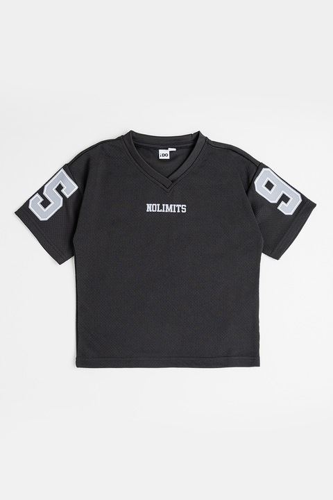 IDO, Feliratos póló, Fekete/Világosszürke/Törtfehér