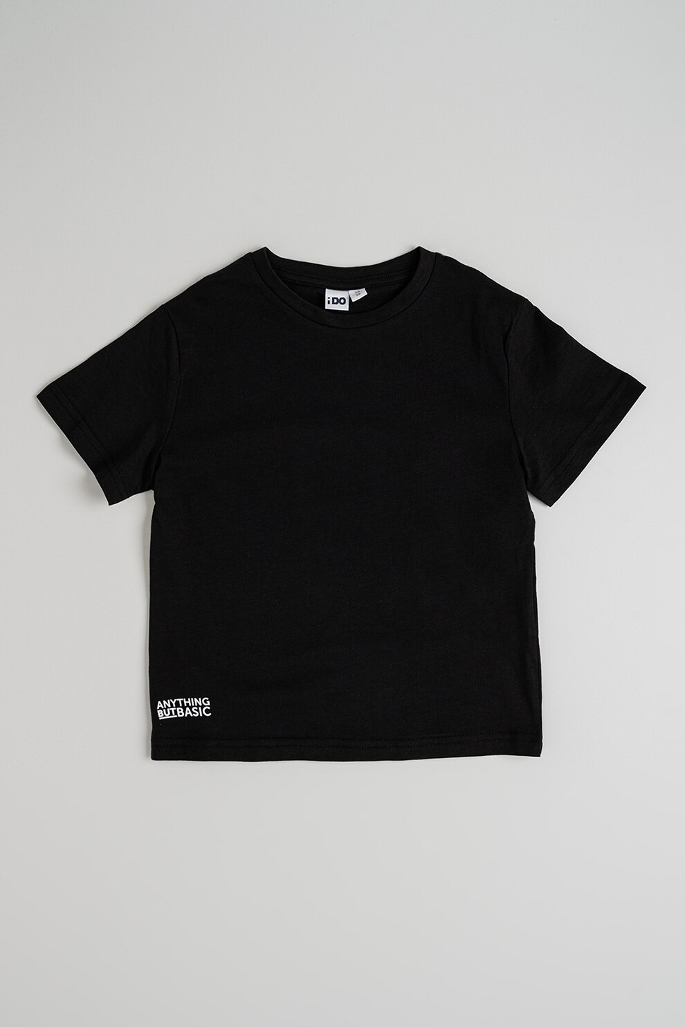 IDO, Tricou din bumbac cu decolteu la baza gatului, Negru, 122 CM