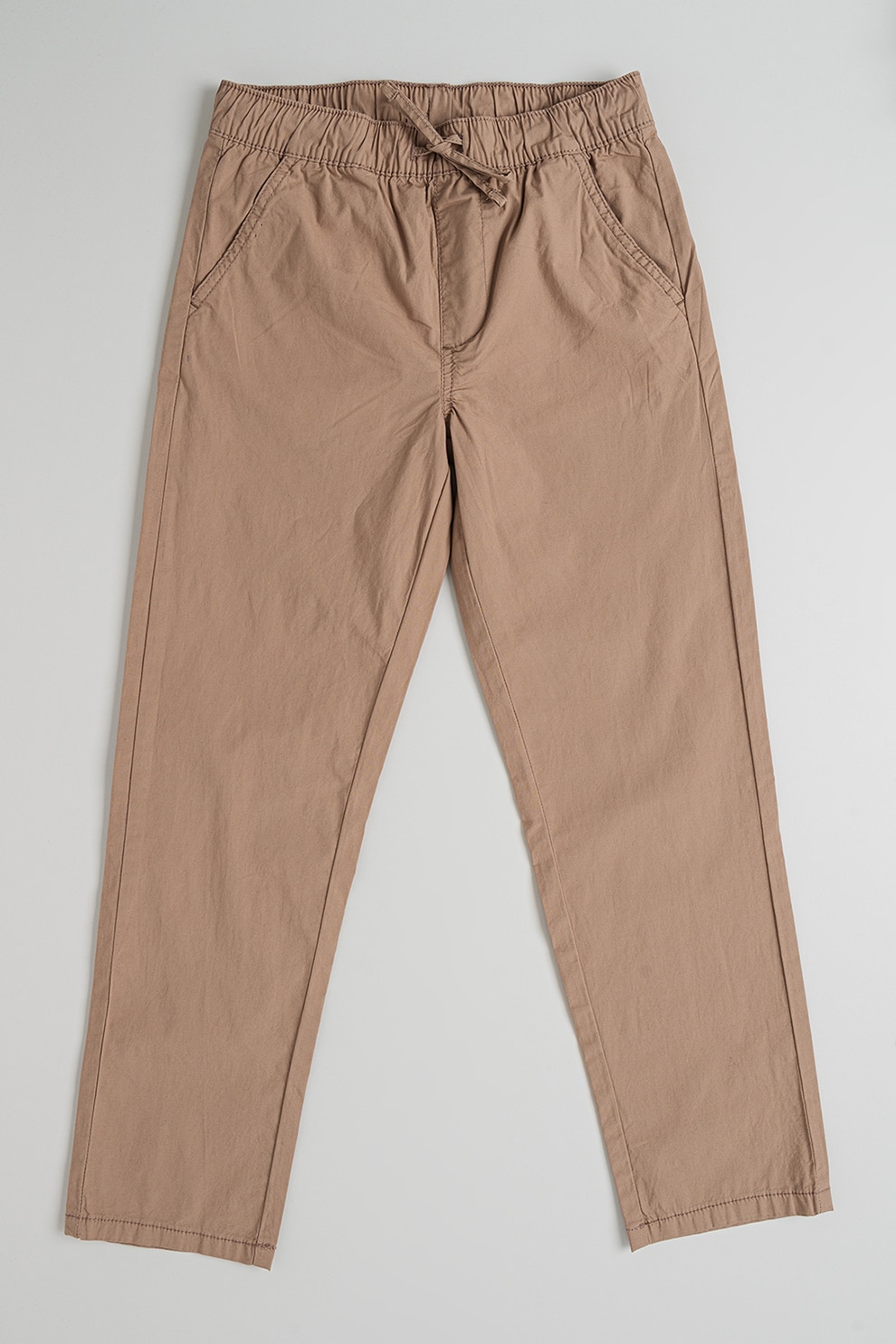 IDO, Pantaloni din amestec de bumbac cu snur de ajustare, Maro deschis, 152 CM