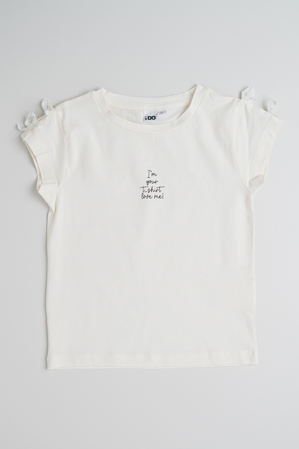 IDO, Tricou din amestec de bumbac cu imprimeu text, Alb fildes, 152 CM