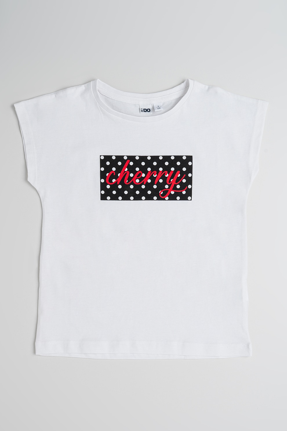 IDO, Tricou cu imprimeu text, Alb, Rosu inchis, 140 CM