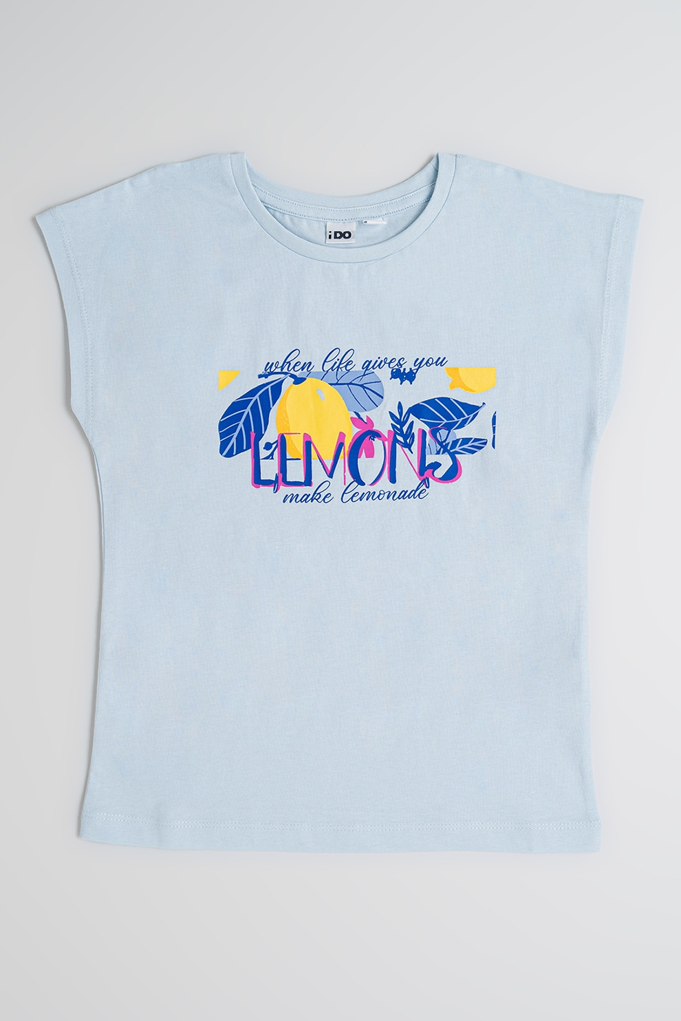 IDO, Tricou din bumbac cu imprimeu, Indigo, Albastru deschis, 140 CM