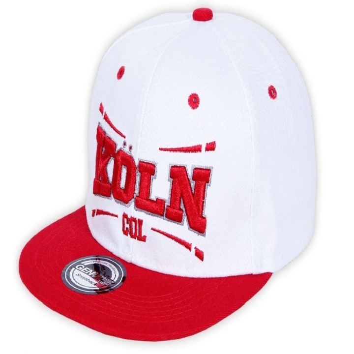 Snapback unisex baseball sapka, Köln, fehér - piros