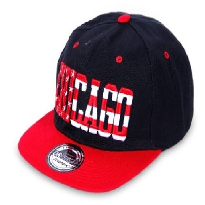 Snapback unisex baseball sapka, Chicago, fekete - piros