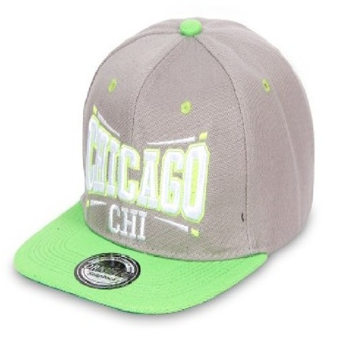 Snapback unisex baseball sapka, Chicago, szürke - zöld
